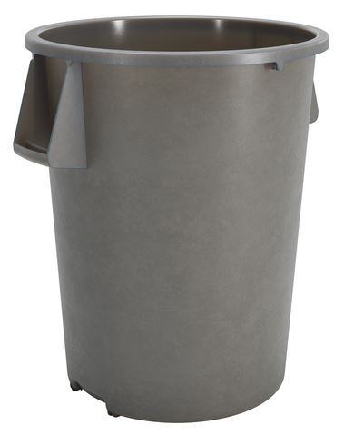 CAN TRASH PLASTIC 55 GAL GRAY ROUND BRONCO - Trash Cans: Plastic